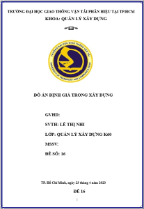 Đồ án định giá trong xây dựng.